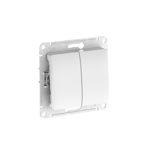 Выключатель 2-клавишный сх.5, 10АХ, механизм, быстрозажим.клем., БЕЛЫЙ GLOSSA