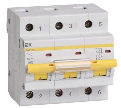 Автоматический выключатель ВА47-100 3P D 20А 10кА KARAT IEK