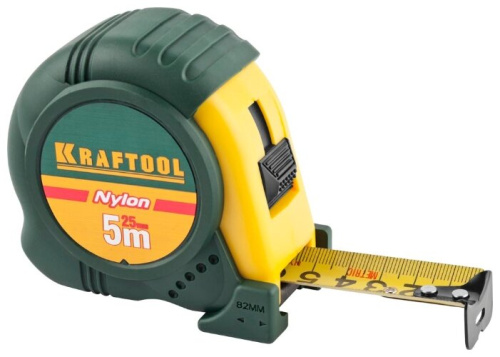 Рулетка KRAFTOOL "EXPERT" с нейлоновым покрытием, обрезин корпус, 5/25мм