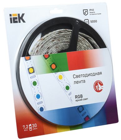 Светодиодная лента 5м  блистер  LSR-5050RGB30-7,2-IP65-12V IEK