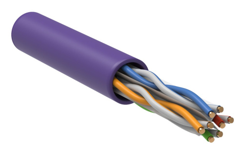 Витая пара U/UTP кат.6 4х2х23AWG solid LSZH нг(А)-HF фиолетовый (305м) ITK