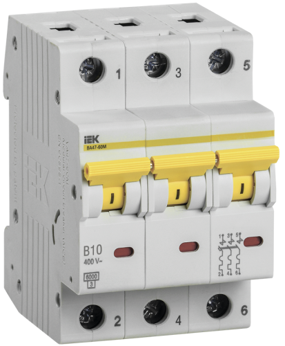 Автоматический выключатель ВА47-60M 3P B 10А 6кА KARAT IEK