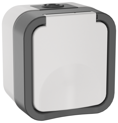 Розетка 1-местная заземляющим контактом и крышкой 16А IP55 TS220 серо-белый TORS IEK